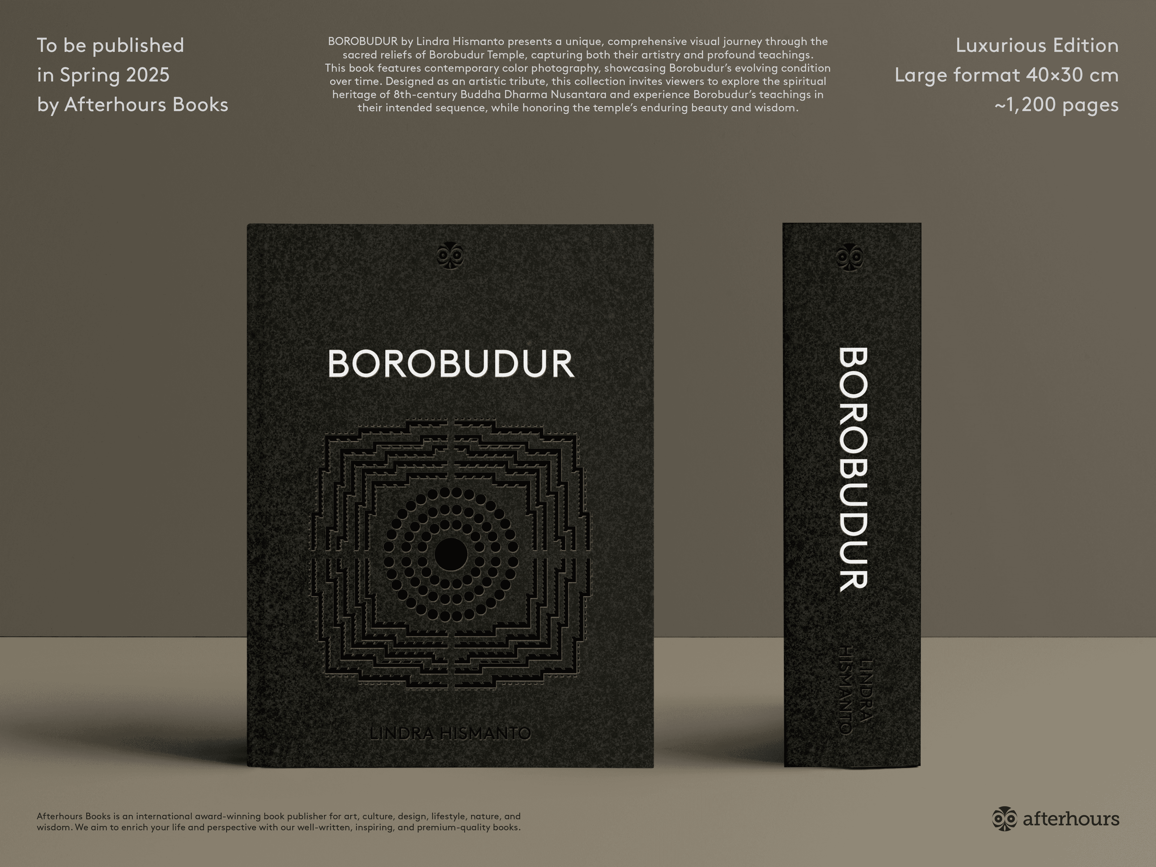 Foto buku "BOROBUDUR by Lindra Hismanto", Luxurious Edition, Large format 40x30 cm.